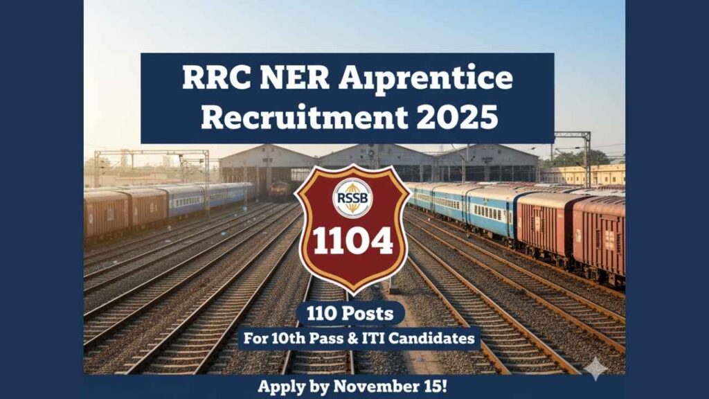 RRC NER Apprentice Recruitment 2025: 1104 Posts for 10th Pass & ITI Candidates – Apply by November 15!