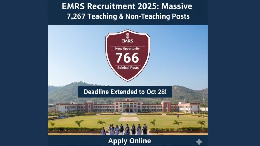 EMRS Recruitment 2025: Massive 7,267 Teaching & Non-Teaching Posts – Deadline Extended to Oct 28!