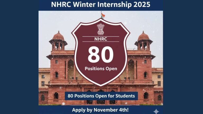 NHRC Winter Internship 2025: 80 Positions Open for Students – Apply by November 4th!