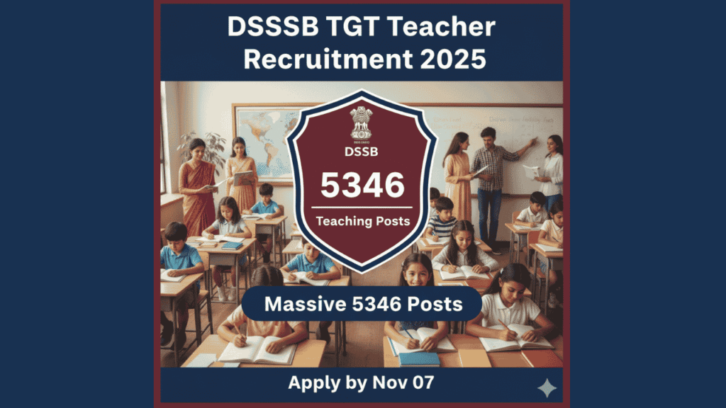 DSSSB TGT Teacher Recruitment 2025: 5346 Posts – Apply by Nov 07